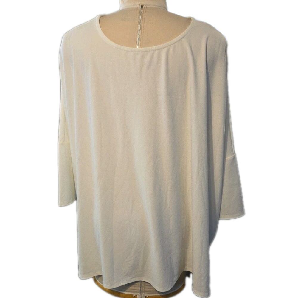 Wynne Layers Shirt Womens 2X Ivory Stretch Blouse Marla Wynne Tunic Career